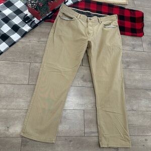 Iron Co. Pants Mens 38x30 Beige Tan Casual Flat Front Straight Leg Stretch Chino